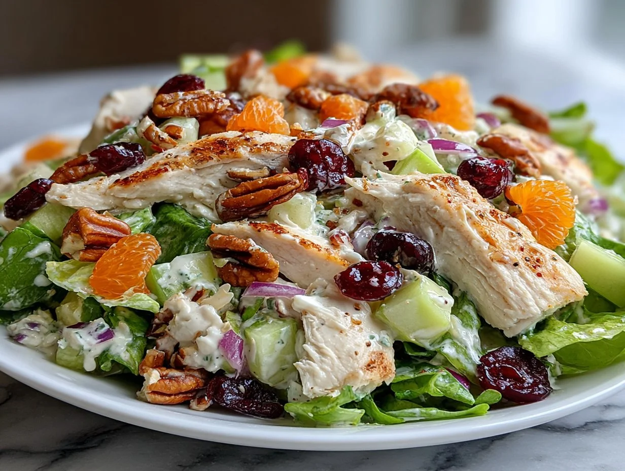 Delicious Fall Harvest Chicken Salad featuring seasonal ingredients