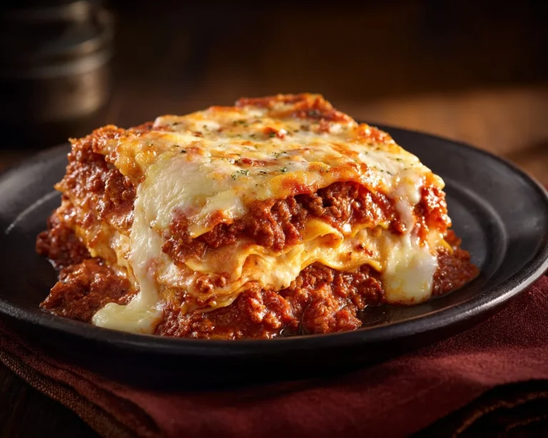 Delicious famous lasagna with layers of cheese and sauce