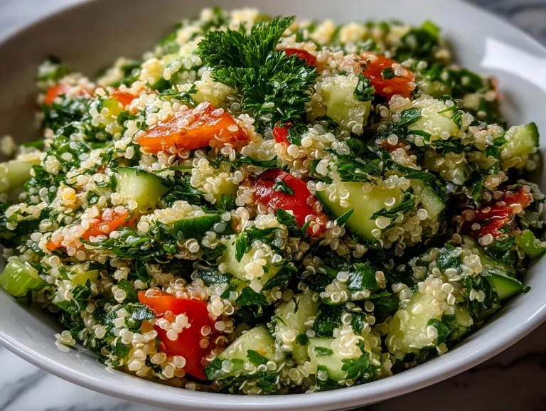 Fresh tabouli salad with parsley, tomatoes, and lemon dressing served in a bowl