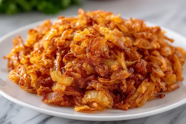 Bowl of crispy fried onions ready for toppings or recipes