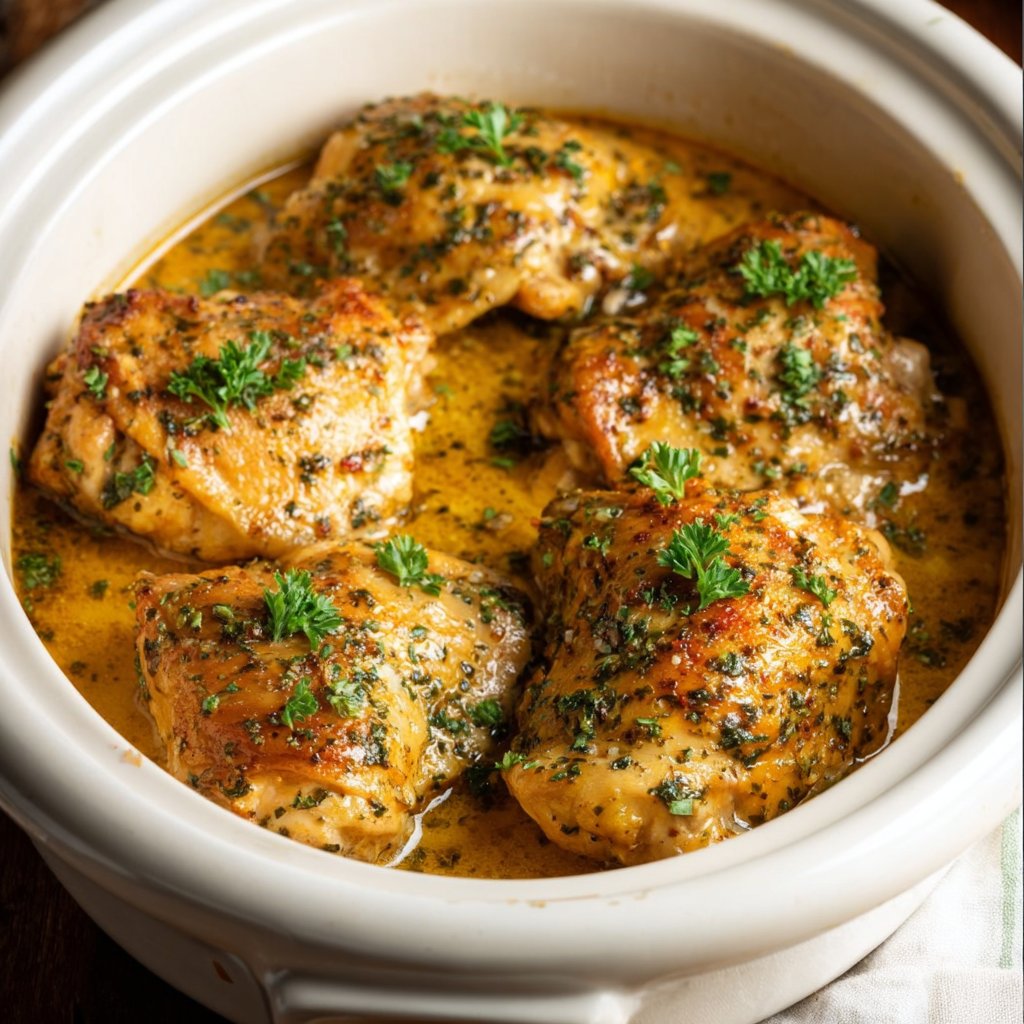 Crockpot Garlic Parmesan Chicken Thighs