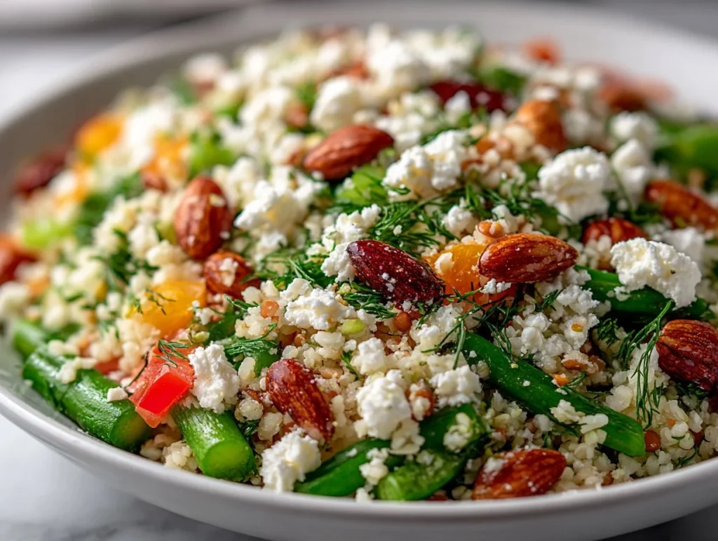 Herby bulgur salad with fresh herbs, vegetables, and a zesty dressing