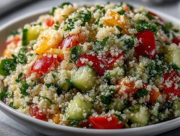 Delicious Instant Pot Greek tabbouleh salad with fresh vegetables and herbs