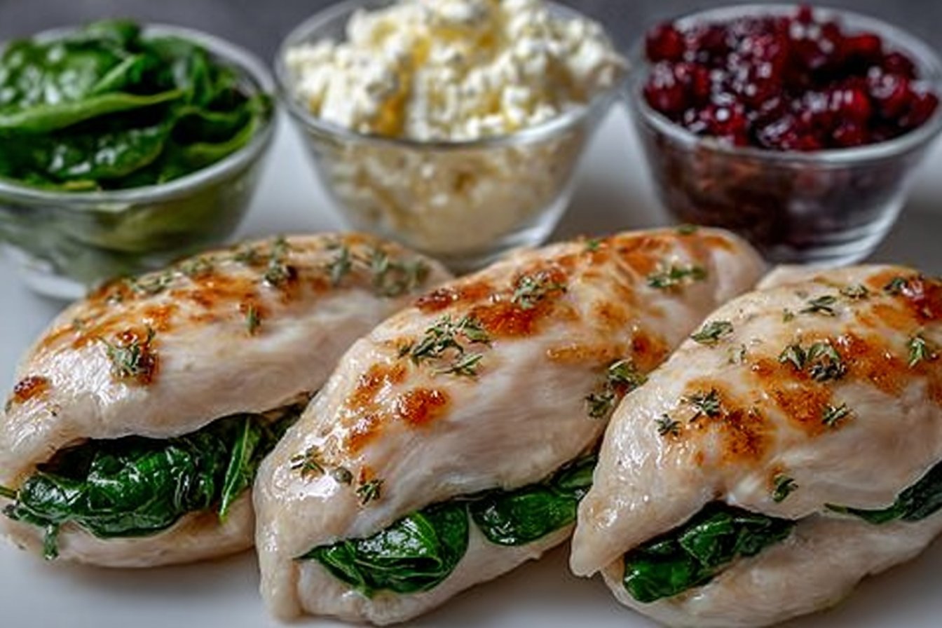 Spinach & Cranberry Stuffed Chicken Breasts