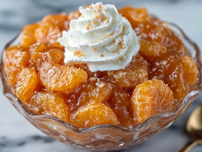 Delicious Mandarin Orange Jello salad with vibrant orange slices