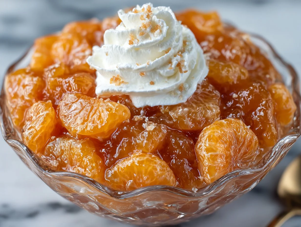 Delicious Mandarin Orange Jello salad with vibrant orange slices