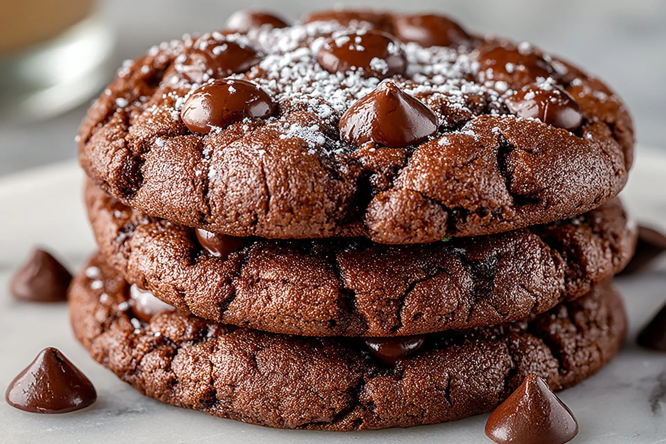 Delicious Mexican Hot Chocolate Cookies topped with cinnamon and chocolate shavings.