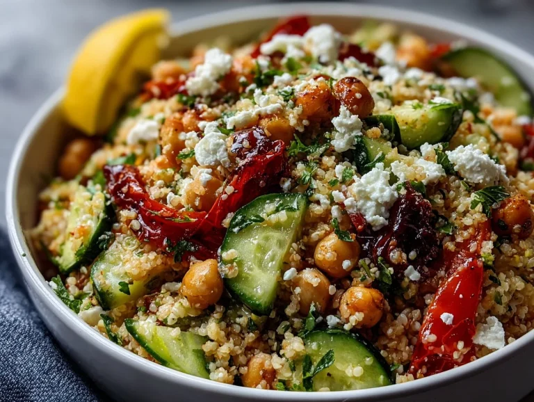 A colorful tabbouleh salad made with parsley, tomatoes, and bulgur wheat.