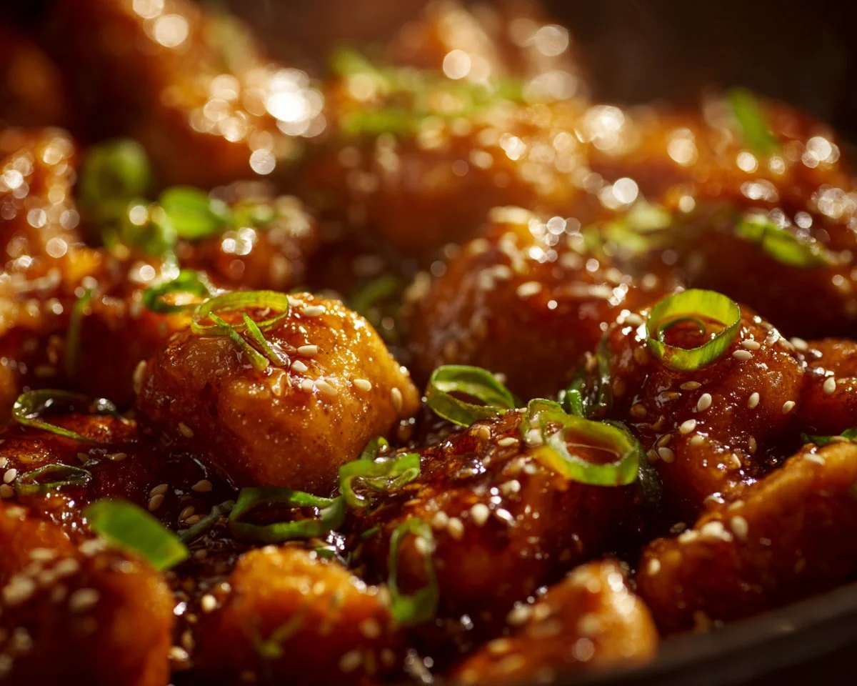 Slow cooker Panda Express copycat orange chicken recipe with vibrant orange sauce