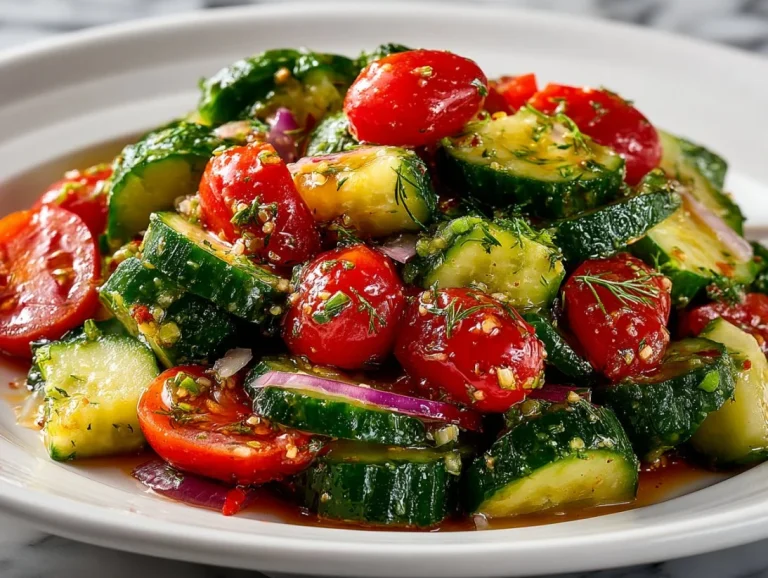 Refreshing pickle juice ranch cucumber salad in a bowl