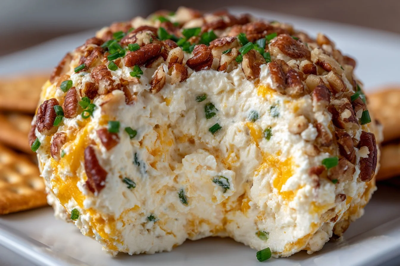 Pumpkin-shaped cheese ball with spices and herbs for fall gatherings