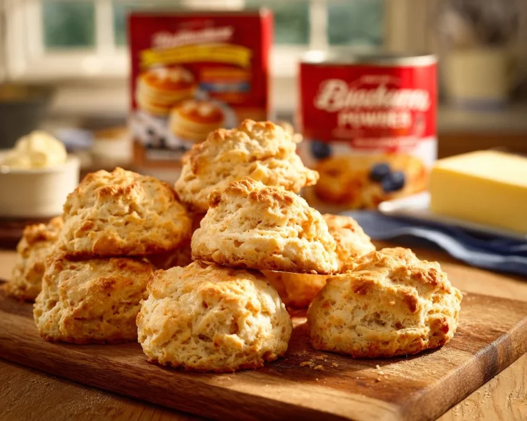Freshly baked quick and easy drop biscuits on a plate.