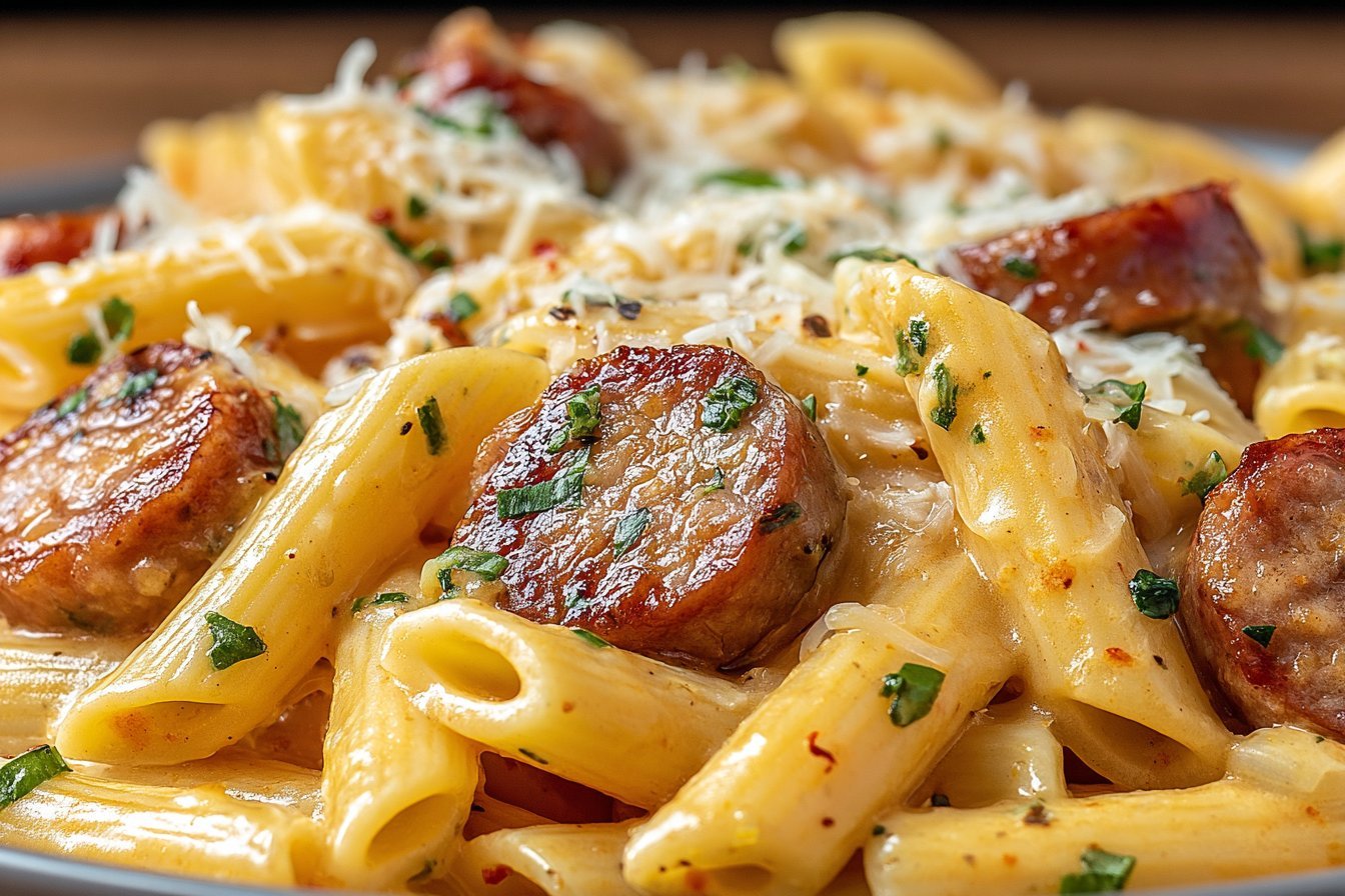 One-Pan Cheesy Smoked Sausage and Pasta