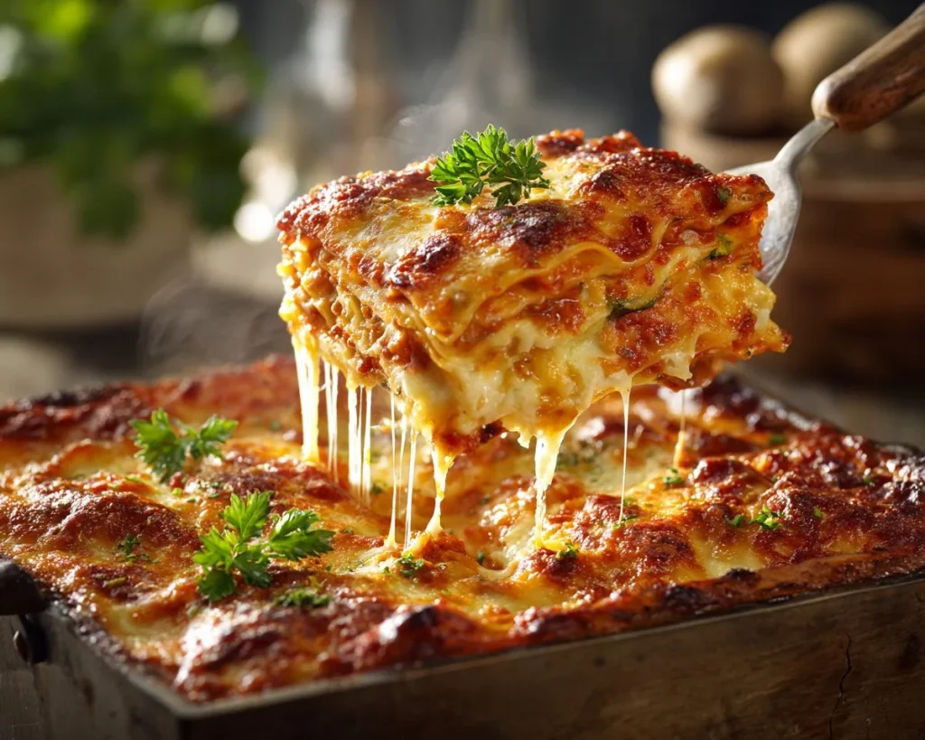 Delicious Ravioli Lasagna with layers of cheese and sauce