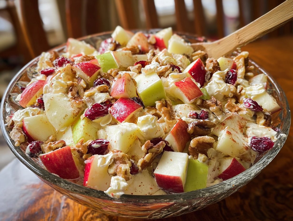 Creamy Cinnamon Apple and Walnut Fruit Salad