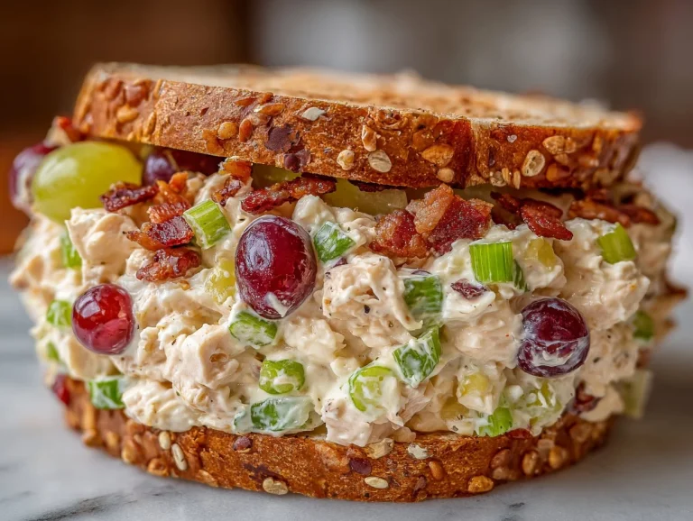 Bowl of simple and delicious chicken salad with fresh ingredients