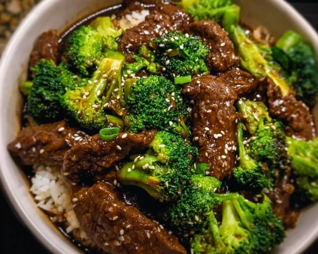 Slow Cooker Beef and Broccoli dish with tender beef and fresh broccoli