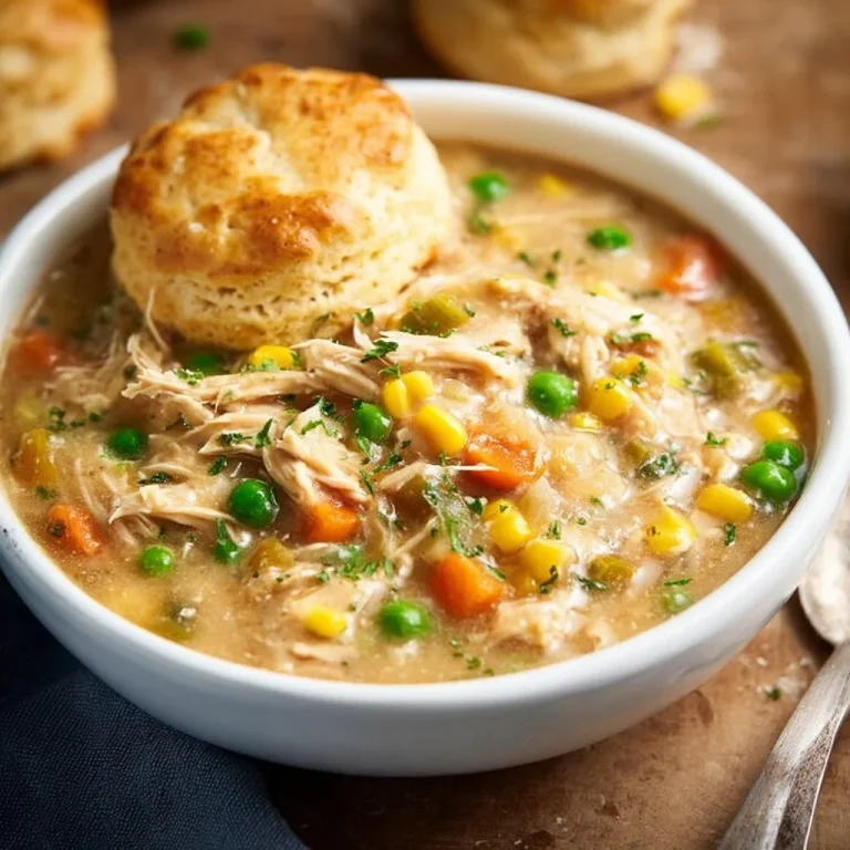 Delicious slow cooker chicken pot pie topped with golden flaky crust