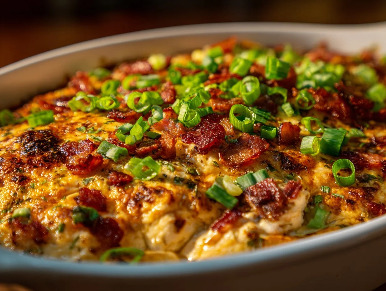 Slow Cooker Crack Chicken in a bowl garnished with green onions