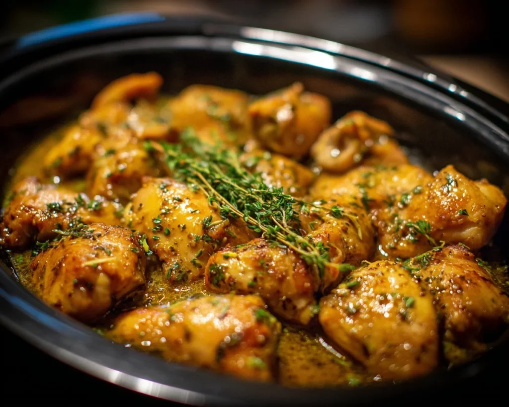 Slow cooker creamy lemon chicken recipe with tender chicken and zesty lemon sauce.