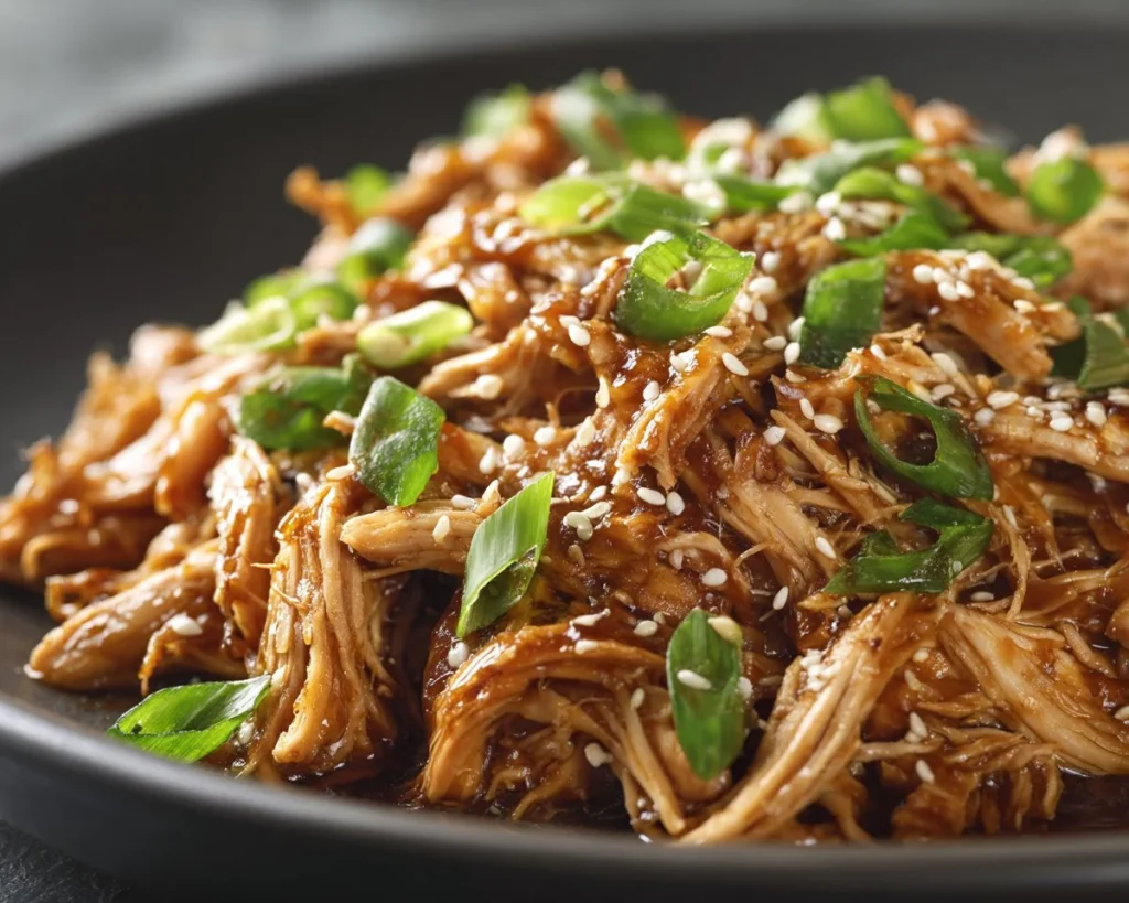 Delicious slow cooker teriyaki chicken served with rice and vegetables