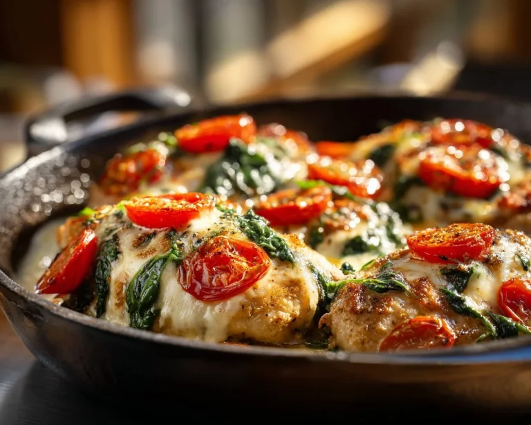 Delicious spinach stuffed chicken breast garnished with herbs