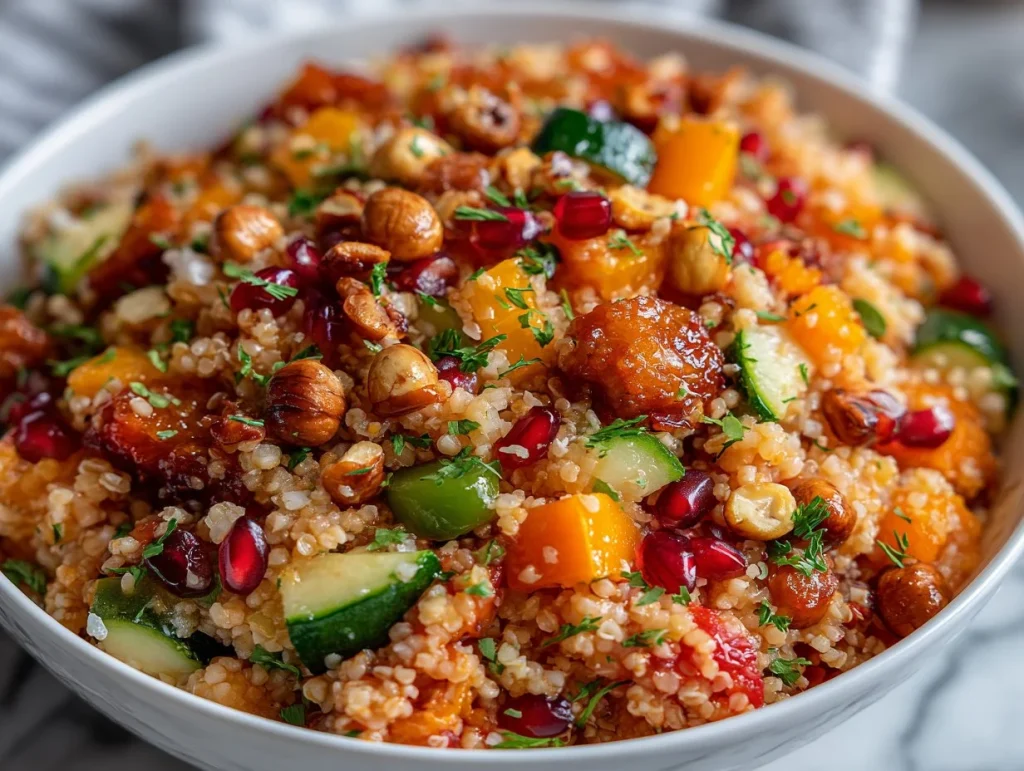 Syrian Bulgur Wheat Salad with fresh vegetables and herbs