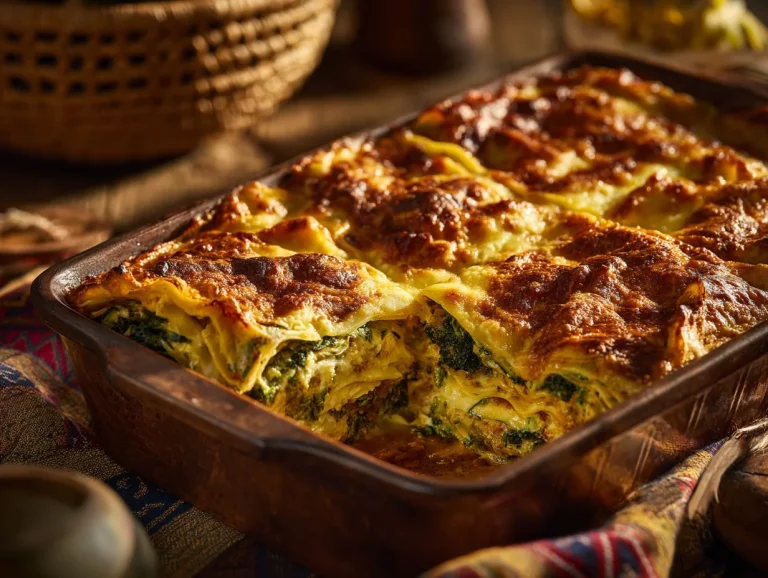 Delicious homemade vegetable lasagna layered with fresh vegetables and melted cheese.