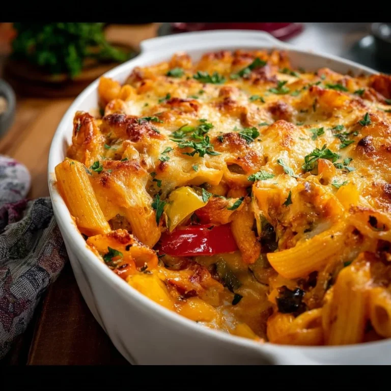 Baked Vegetable Pasta with assorted colorful vegetables and melted cheese