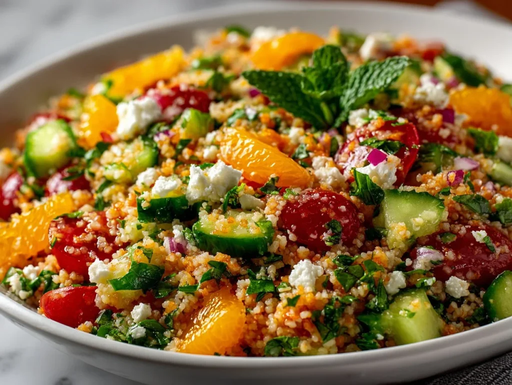 Vibrant bulgur salad with fresh vegetables and herbs