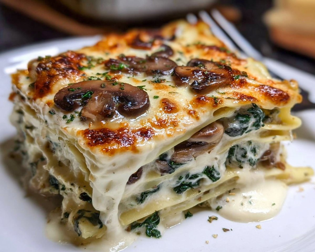 Spinach and Mushroom White Lasagna