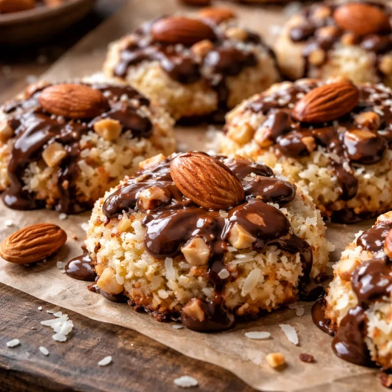 Four ingredient Almond Joy Cookies made with coconut, chocolate, and almonds