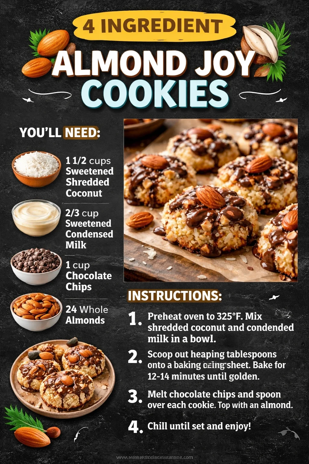 4 Ingredient Almond Joy Cookies