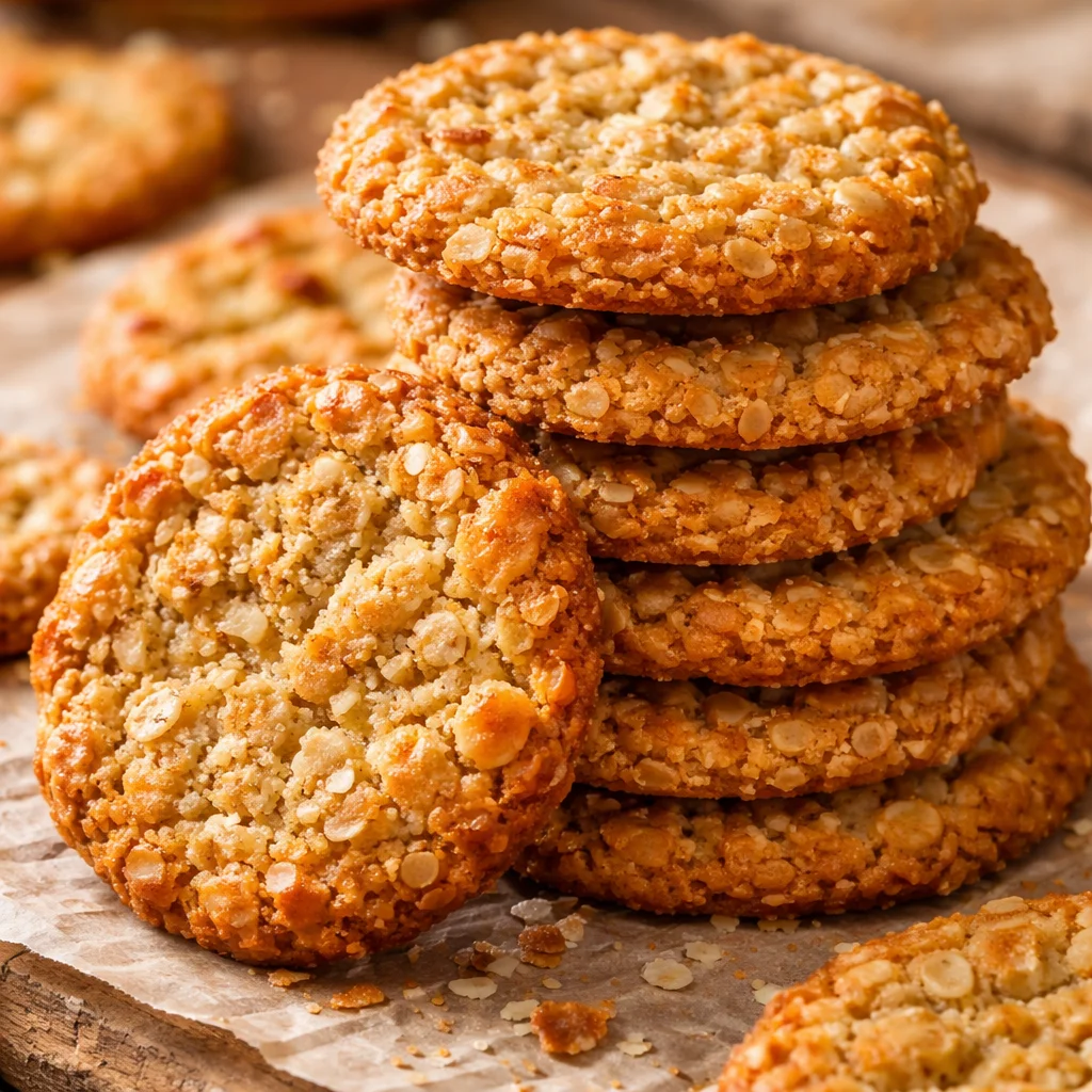 4 Ingredient Crispy Coconut Oat Cookies