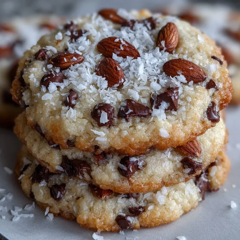 Homemade Almond Joy Cookies with chocolate, coconut, and almonds