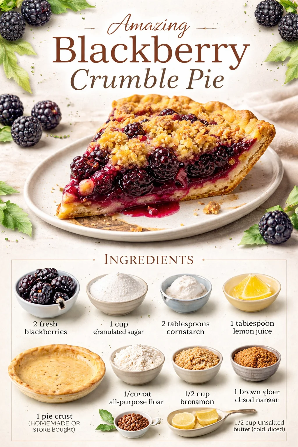 Amazing Blackberry Crumble Pie