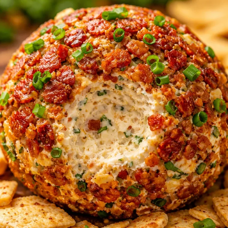 Homemade Bacon Ranch Cheese Ball served with crackers and herbs