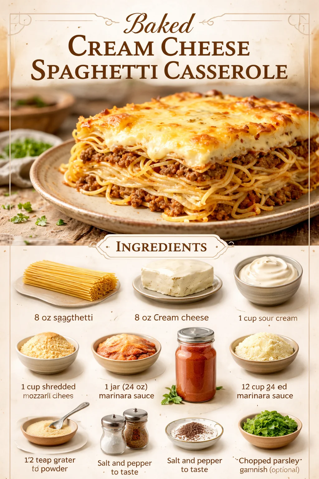 Baked Cream Cheese Spaghetti Casserole