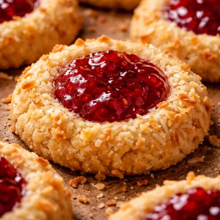 Delicious Barefoot Contessa thumbprint cookies with jam filling on a baking tray