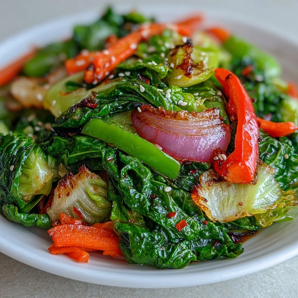 Colorful Bok Choy Stir Fry with vegetables in a pan