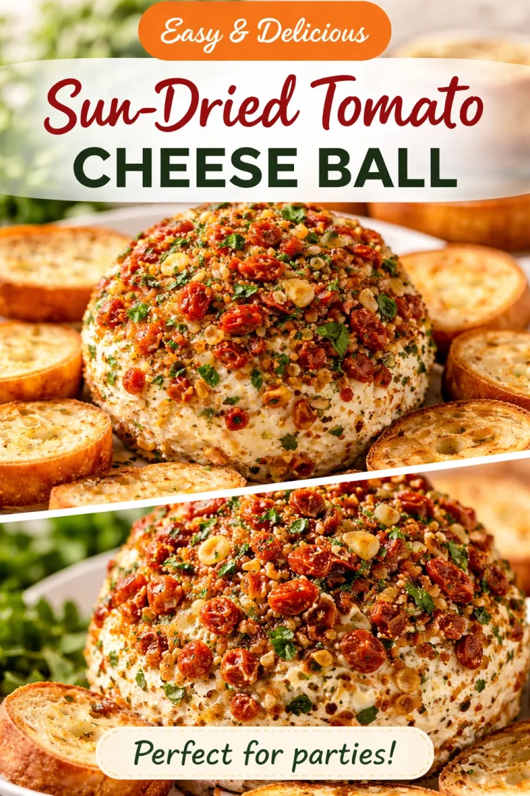 Delicious Bruschetta Cheese Ball served with fresh bread and herbs