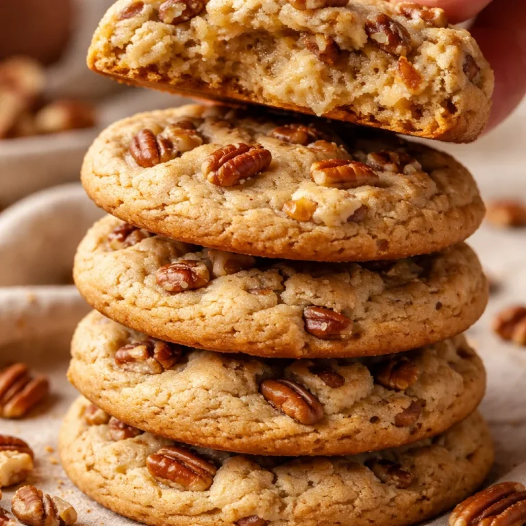 Freshly baked Butter Pecan Cookies with crunchy pecans and a buttery texture