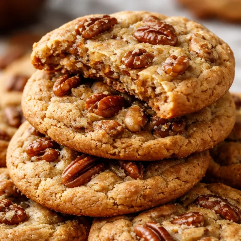 Plate of homemade butter pecan cookies with nuts and a golden-brown texture