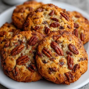 Freshly baked butter pecan cookies on a cooling rack
