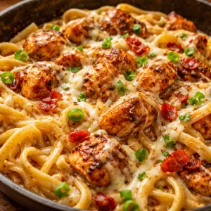 Delicious Cajun Mozzarella Chicken Pasta served in a creamy ranch sauce