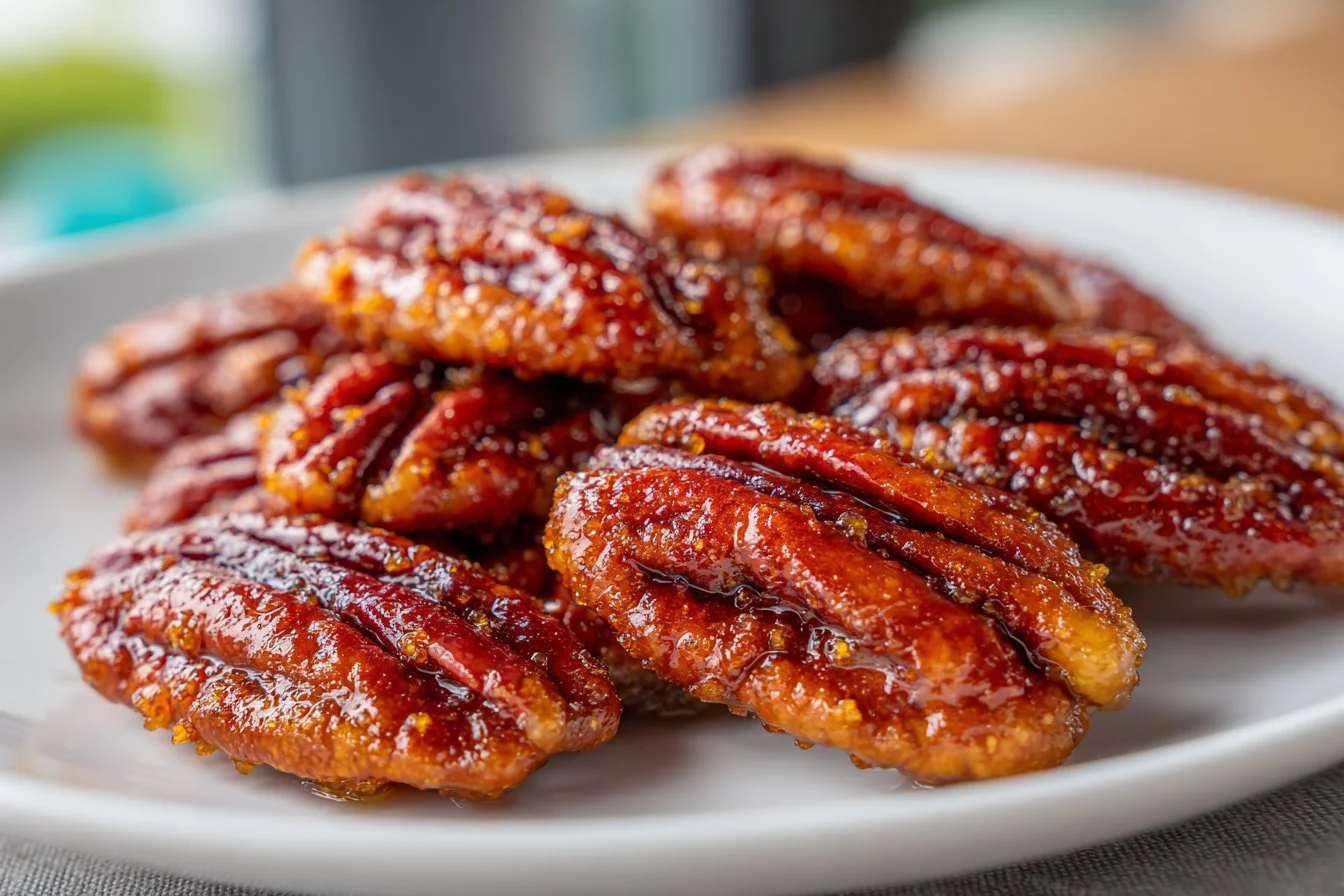Deliciously sweet candied pecans with a crunchy coating