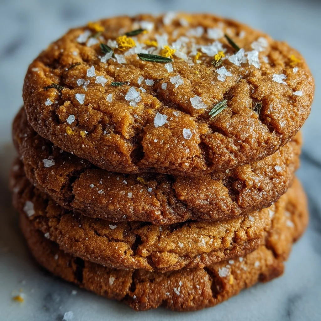 Delicious chamomile cookies stacked on a plate, garnished with chamomile flowers.