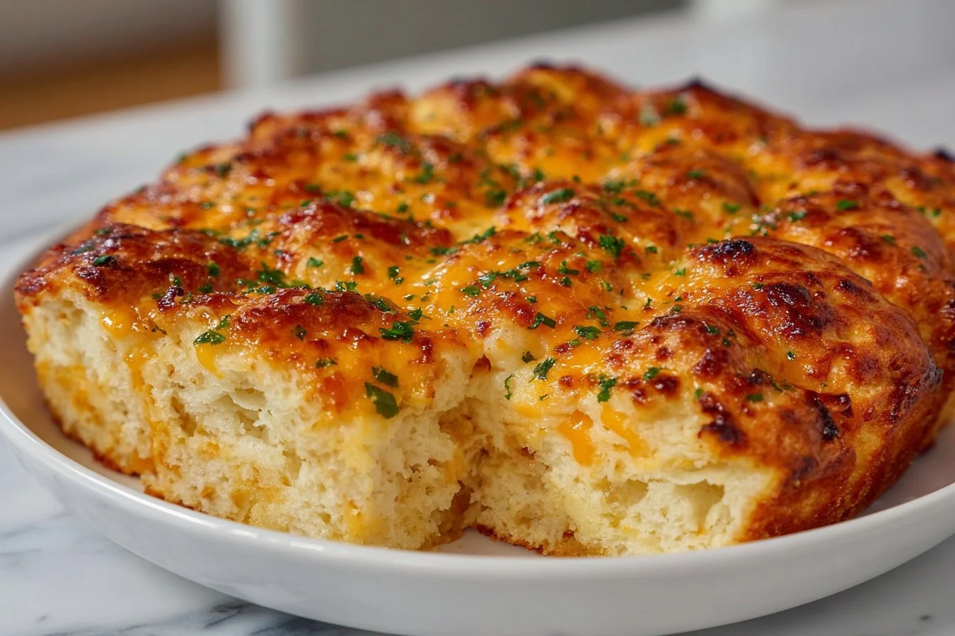 Cheddar Bay Biscuit Egg Breakfast Casserole served in a baking dish.