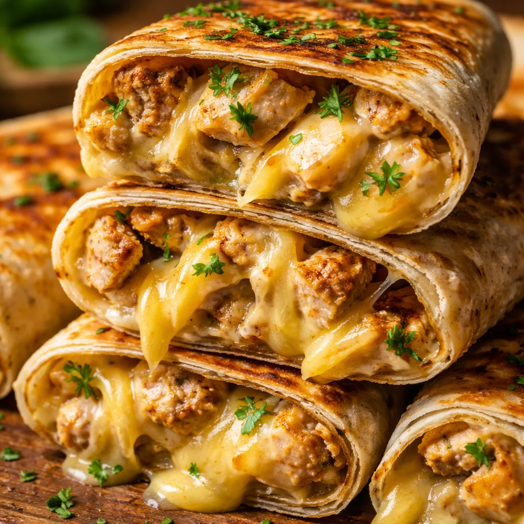 Cheesy Garlic Chicken Wraps