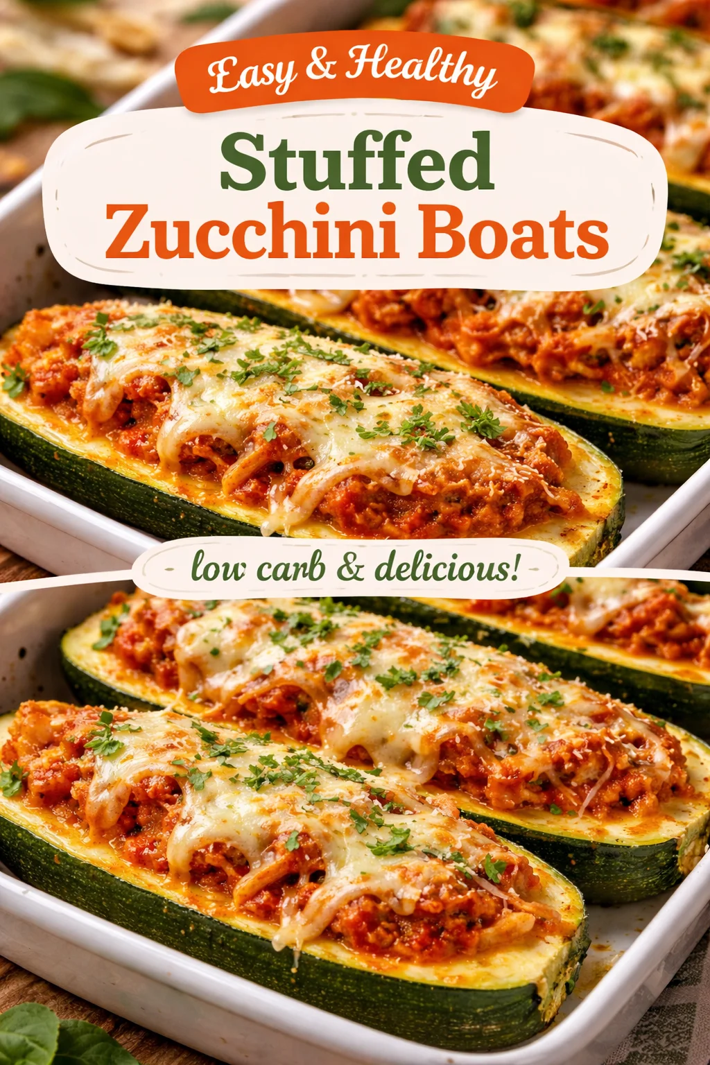 Cheesy Keto Chicken Parmesan Zucchini Boats